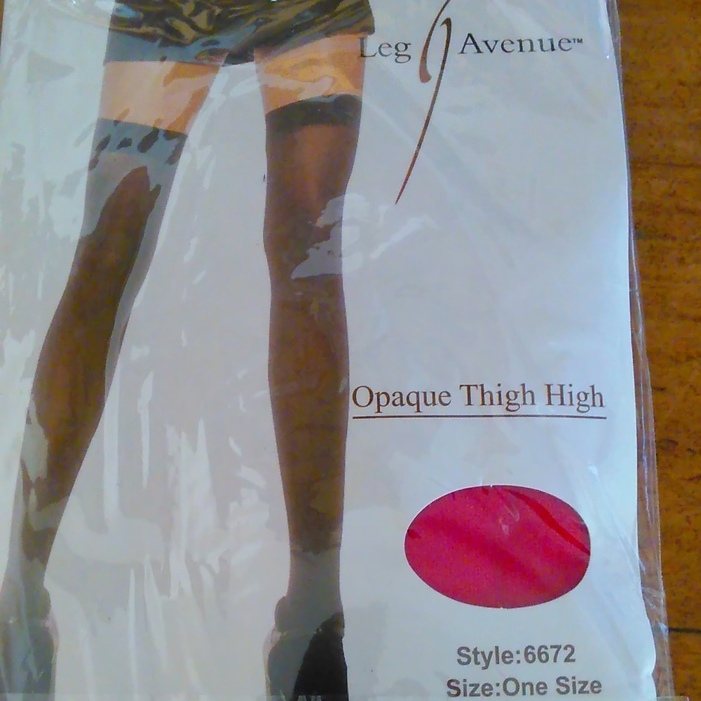 Leg Avenue Red Opaque Thigh High Hose